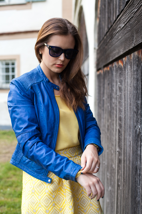 Blue Leather Jacket by Milestone